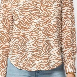 Cynthia Rowley Brown and White Zebra Button-Down Shirt